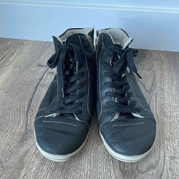 CLOUD Aline Sneaker Booties Size 37 (US 6) Wool Lined Black Leather Boots - Picture 3 of 10